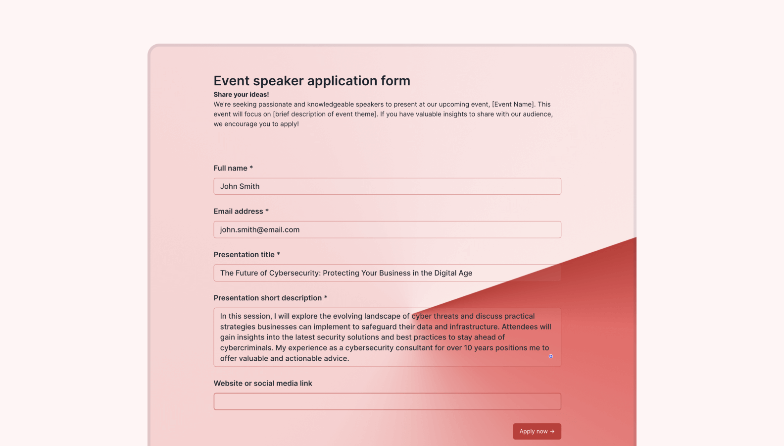 Event speaker application form