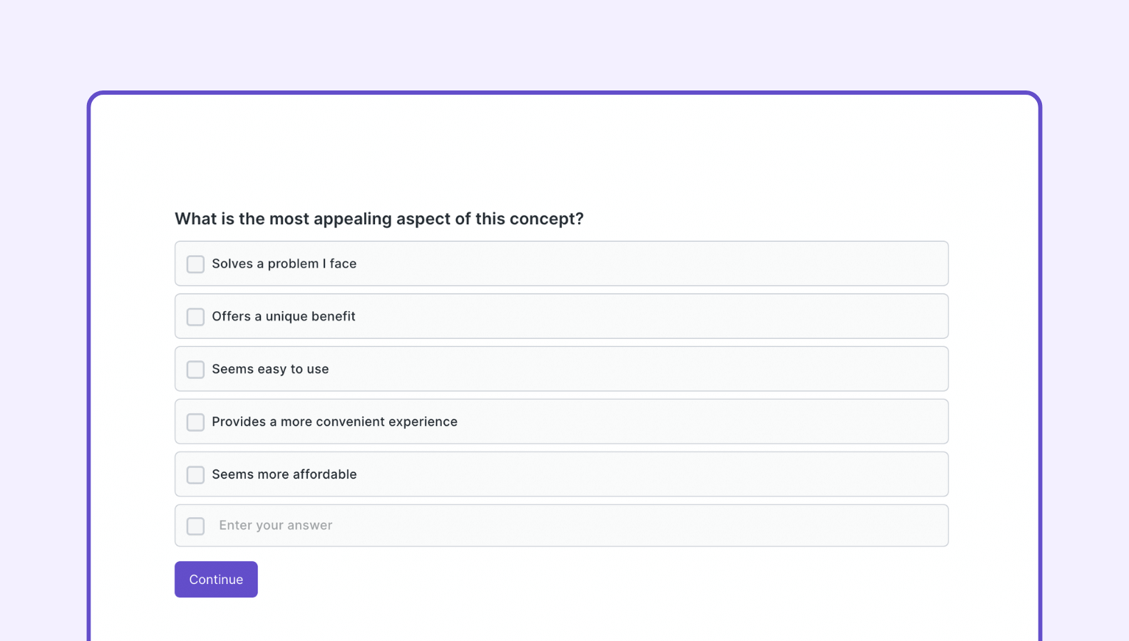 Concept testing survey