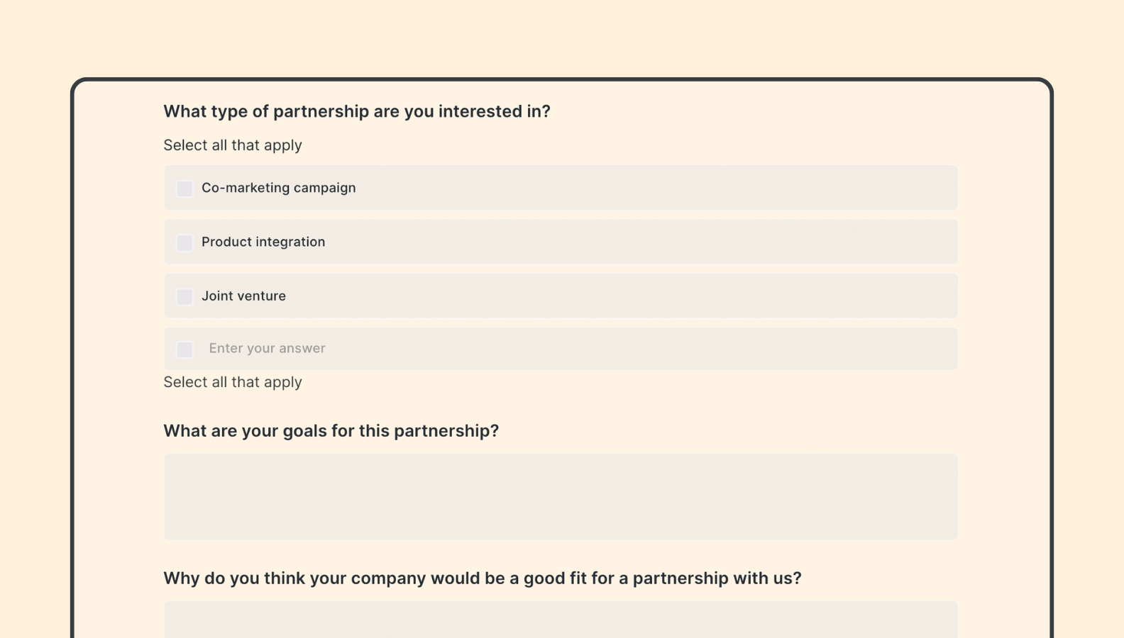 Partnership inquiry form template | Formaloo
