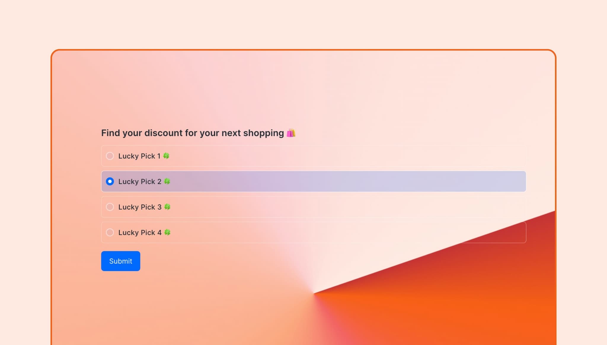 Discount quiz giveaway for E-commerce