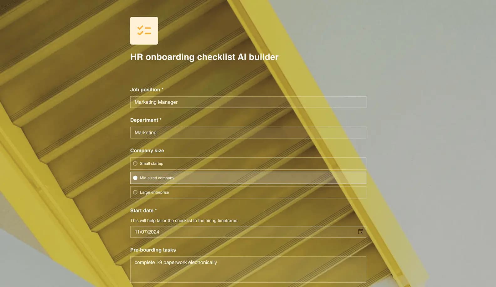 AI HR onboarding checklist builder