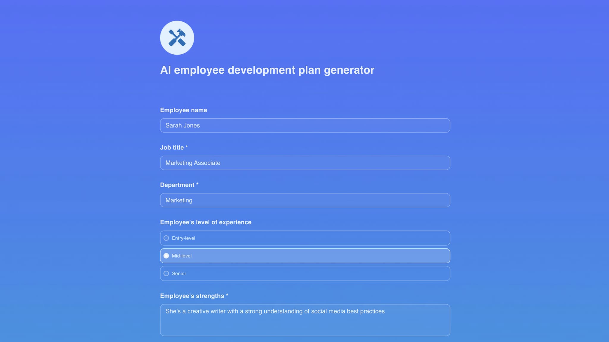 AI employee development plan generator