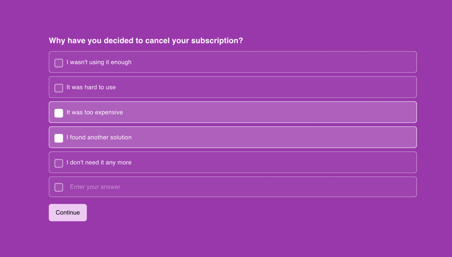 Free to use churn survey template