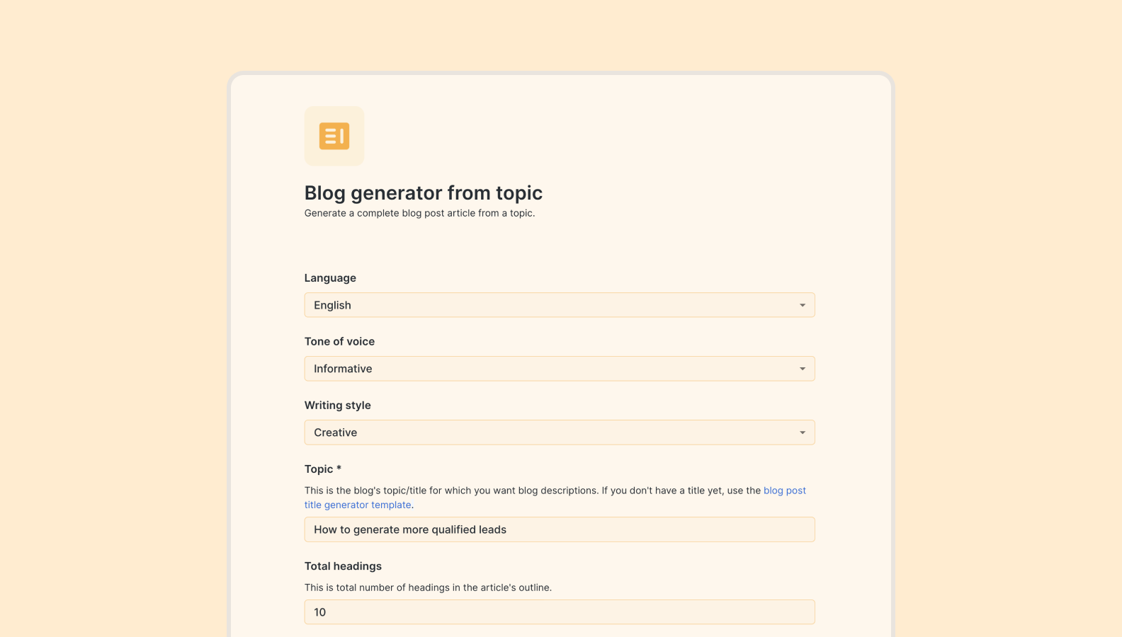 Blog generator from topic