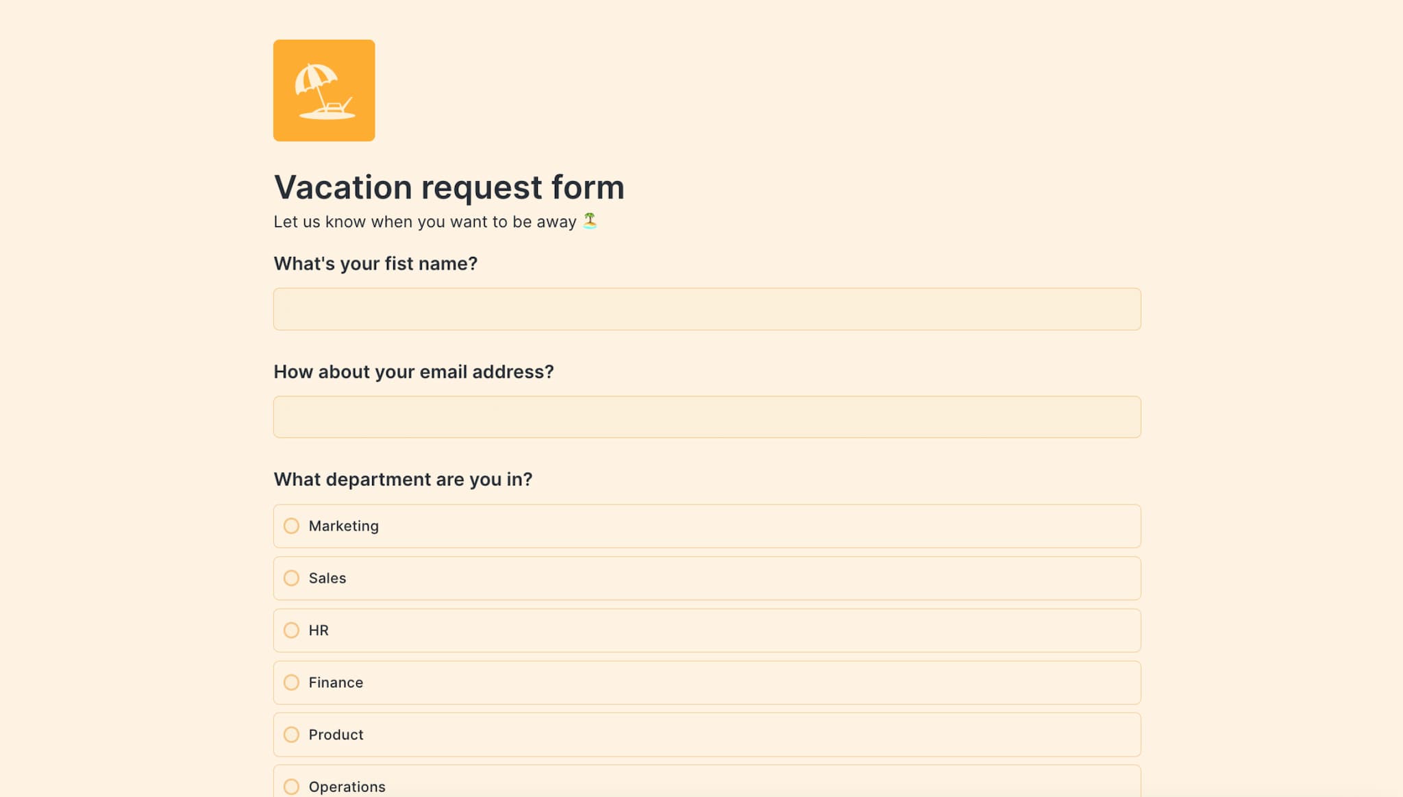 Vacation request form