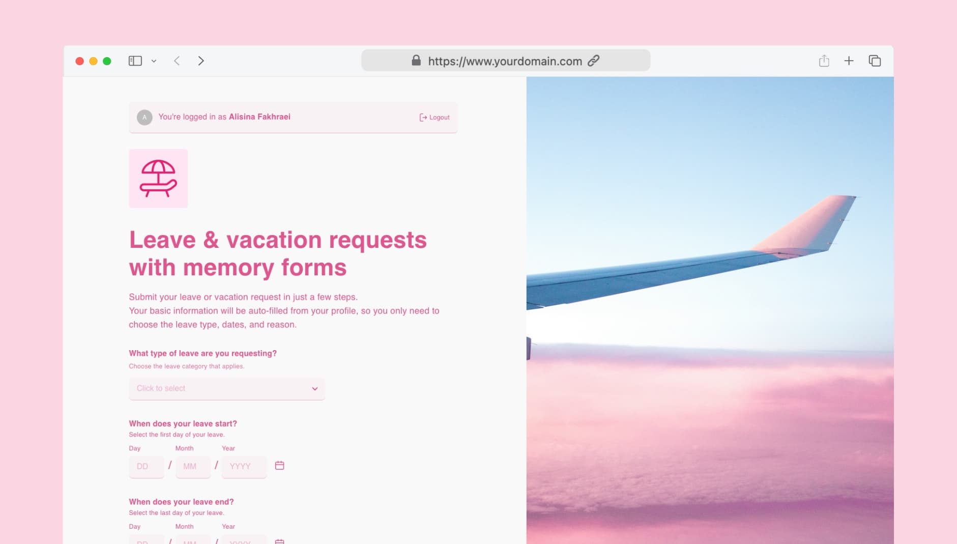 Leave & vacation requests with memory forms