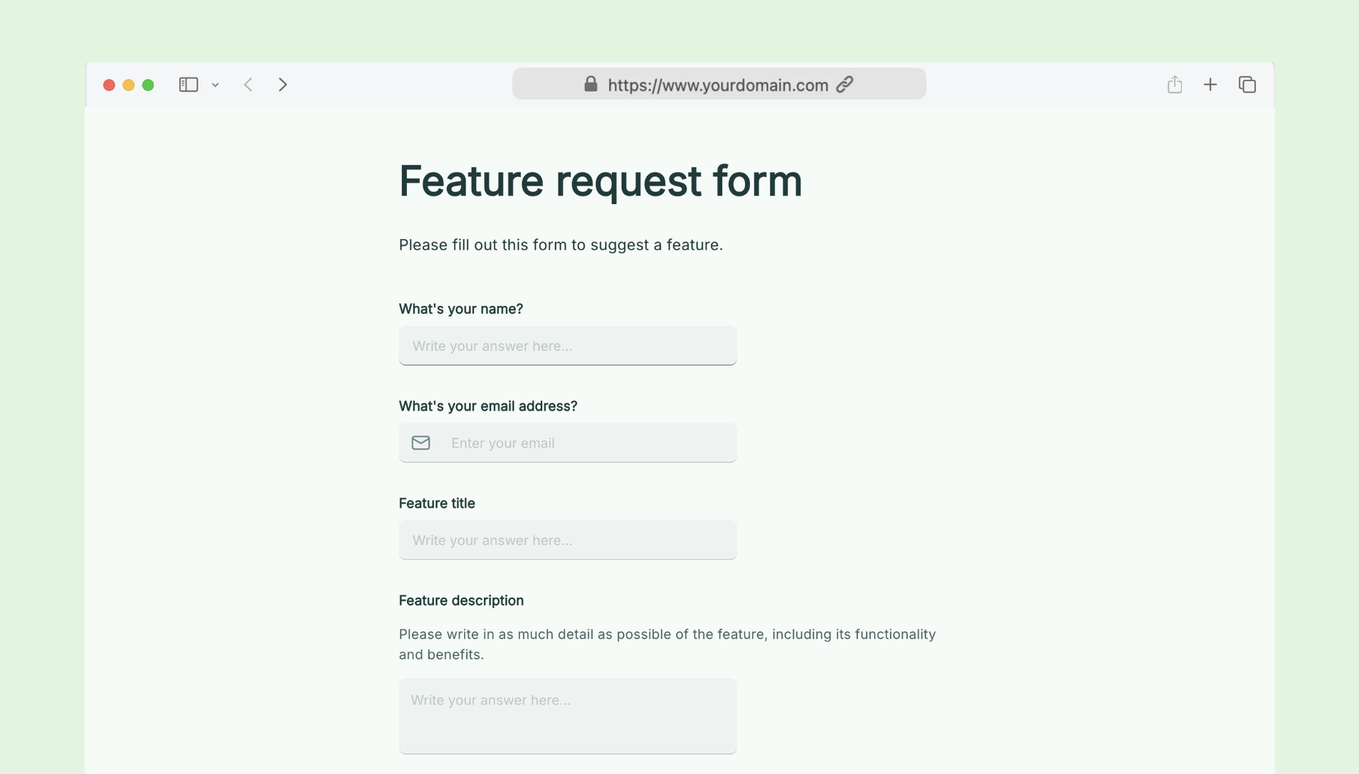 Feature request form