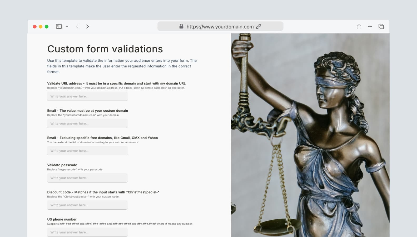 Custom form validations