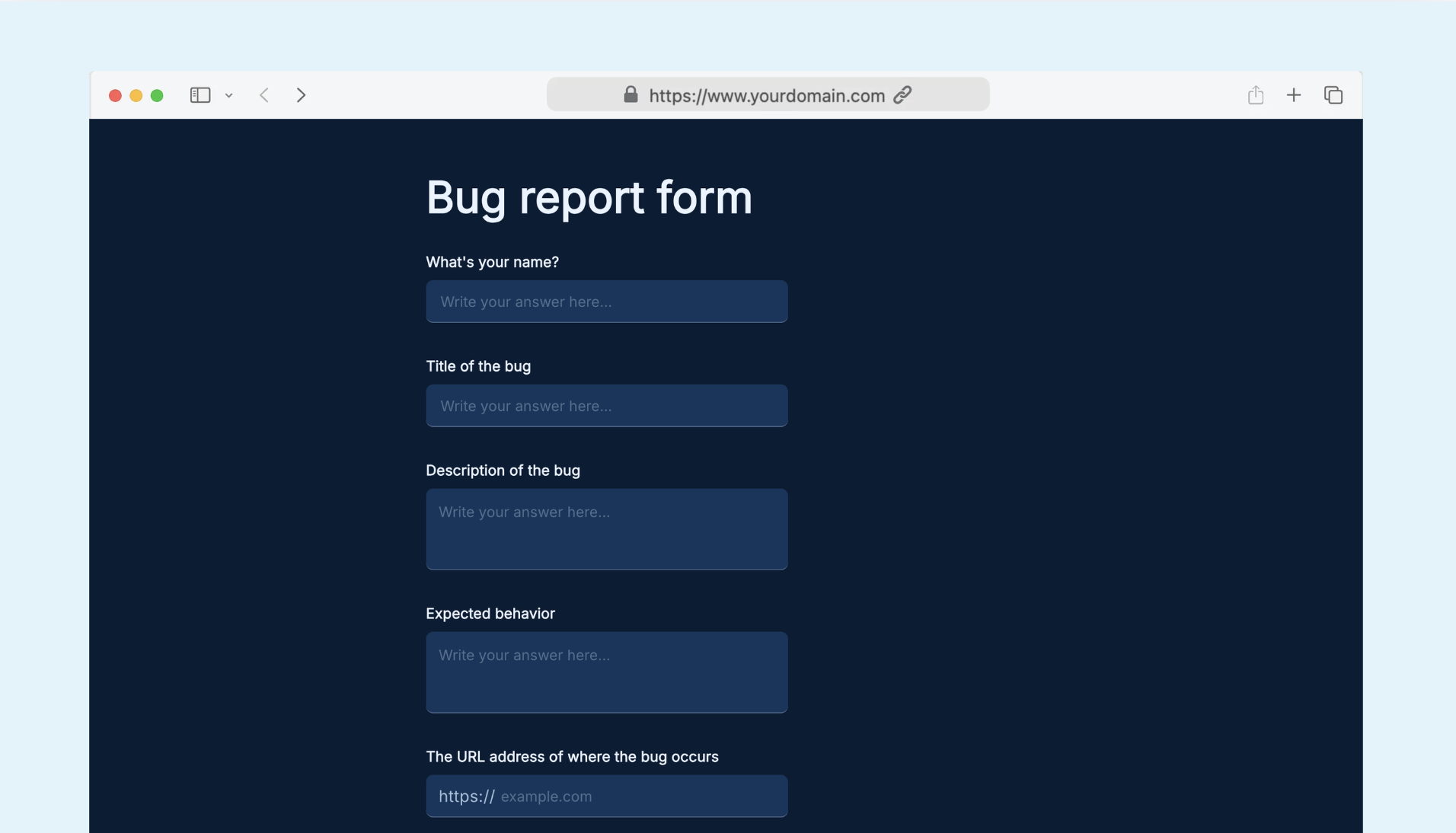 Bug report form
