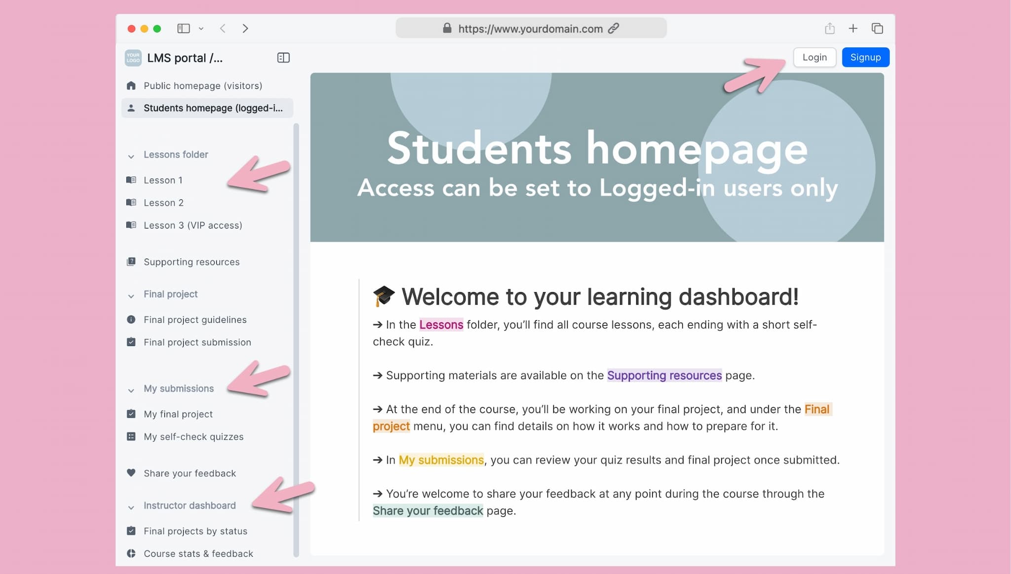 Online course / Custom learning app / LMS portal