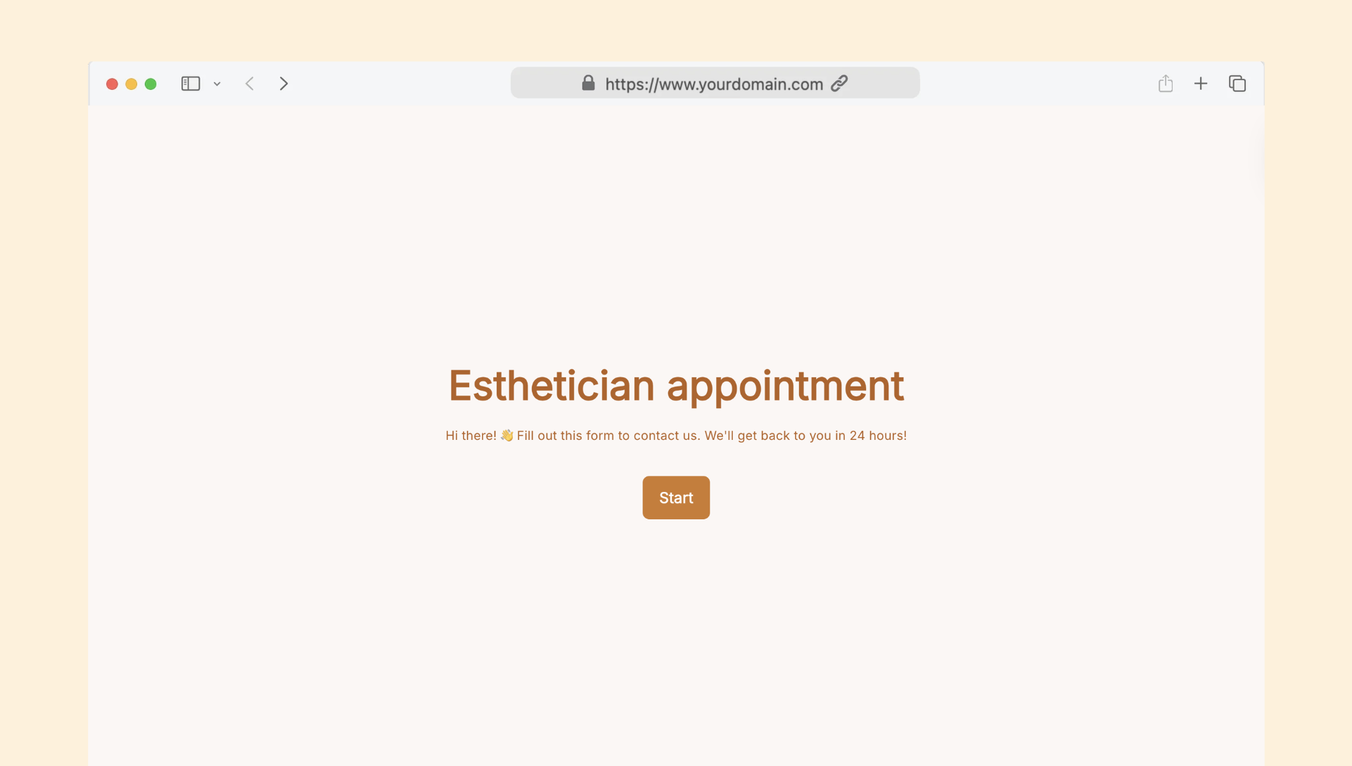 Esthetician appointment form