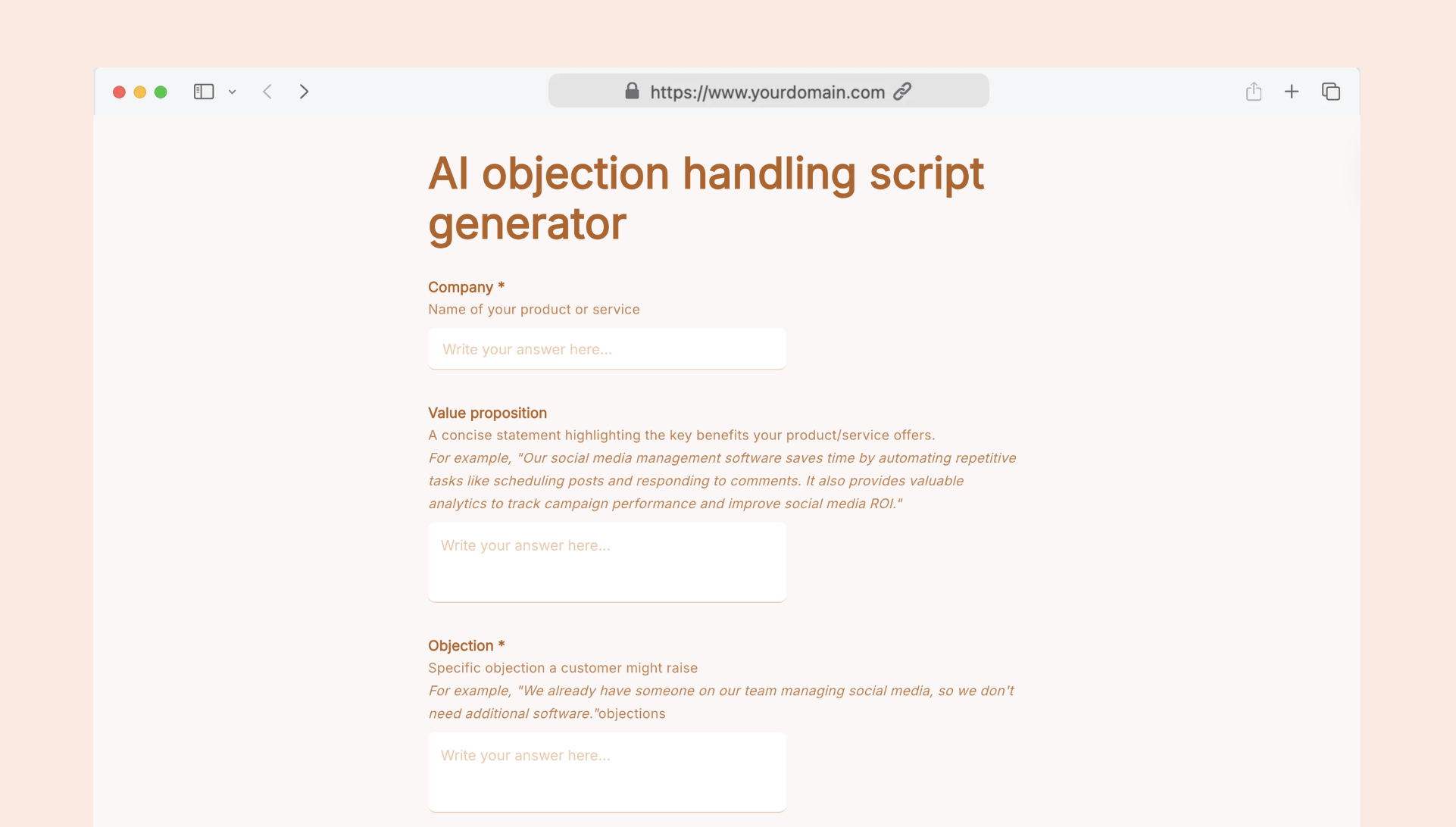 AI objection handling script generator