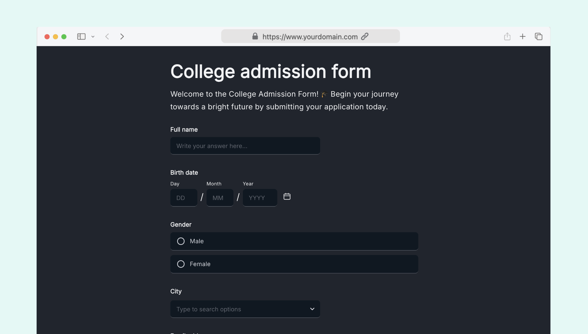 College admission form