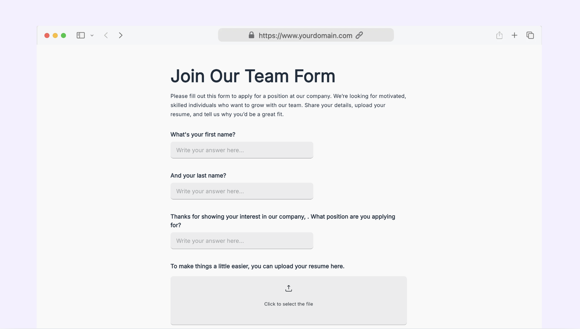 Join Our Team Form