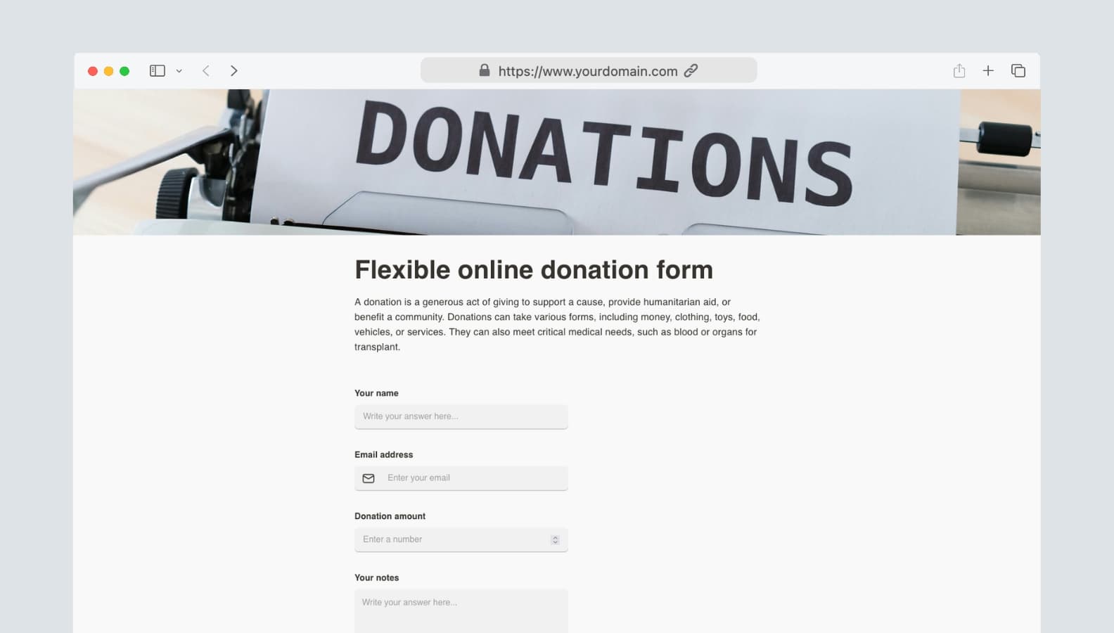 Flexible online donation form