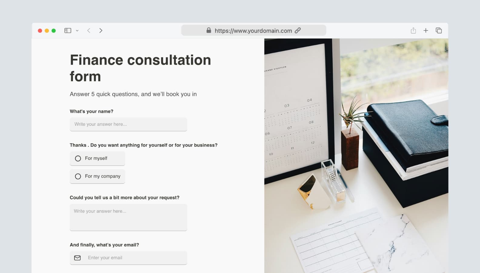 Finance consultation form