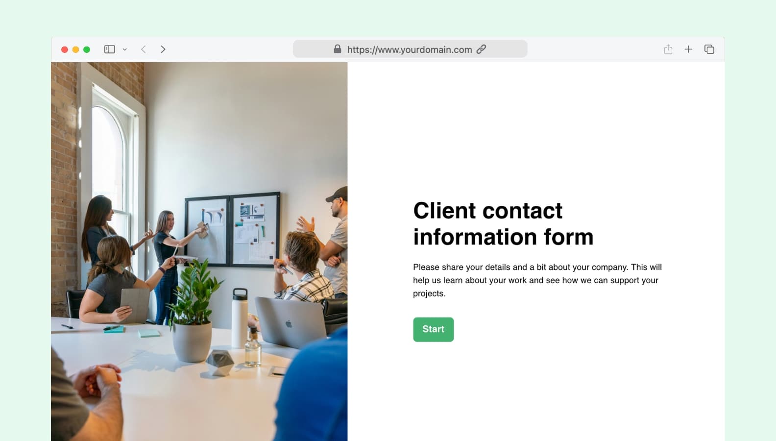 Client contact information form