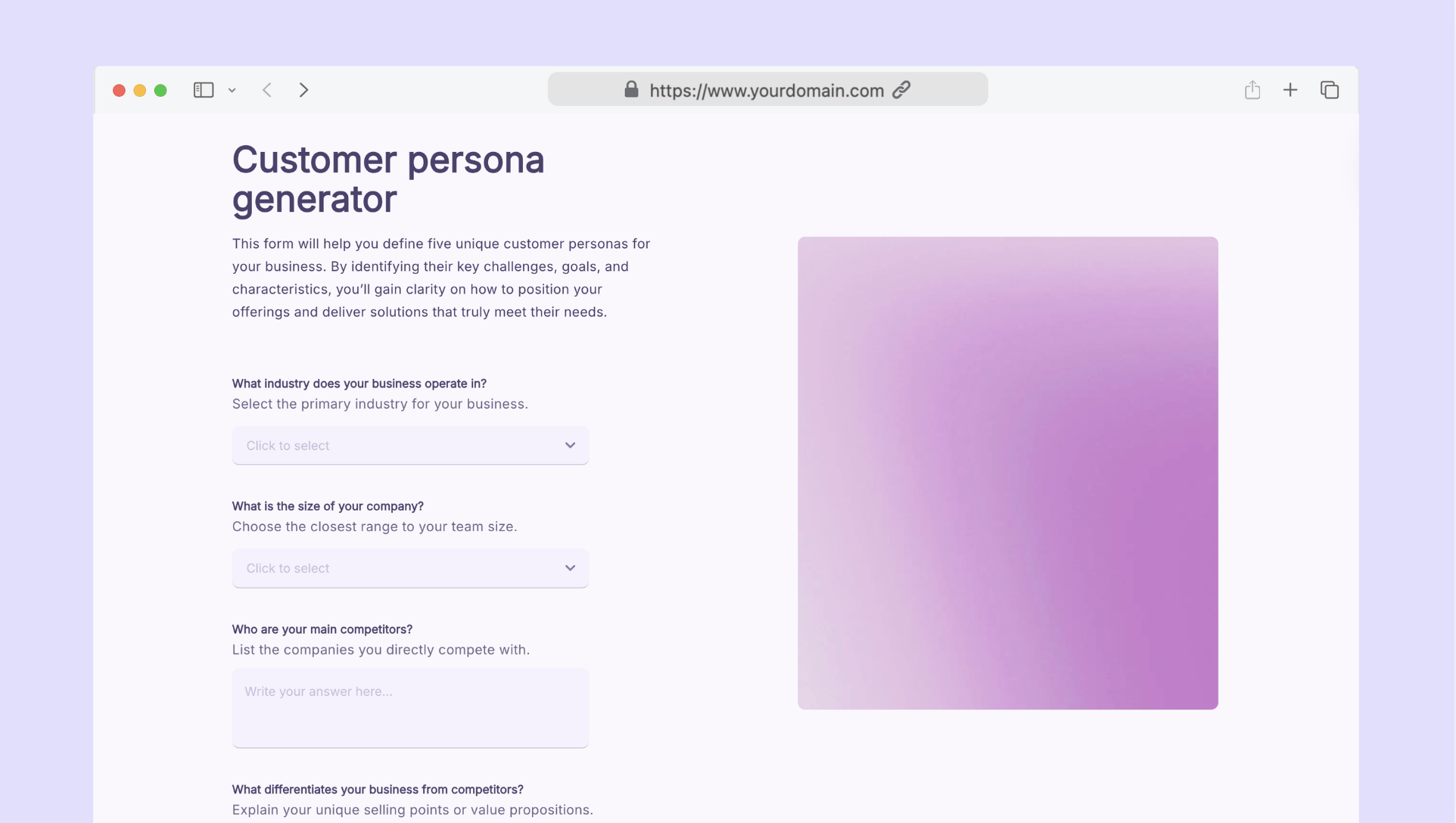 Customer persona generator