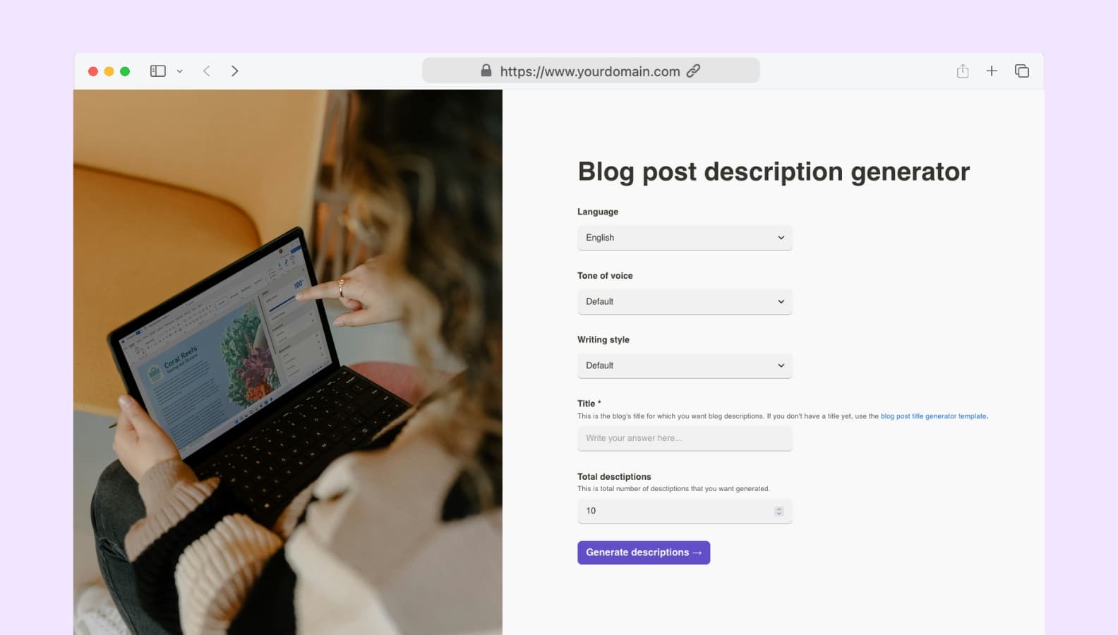 Blog post description generator