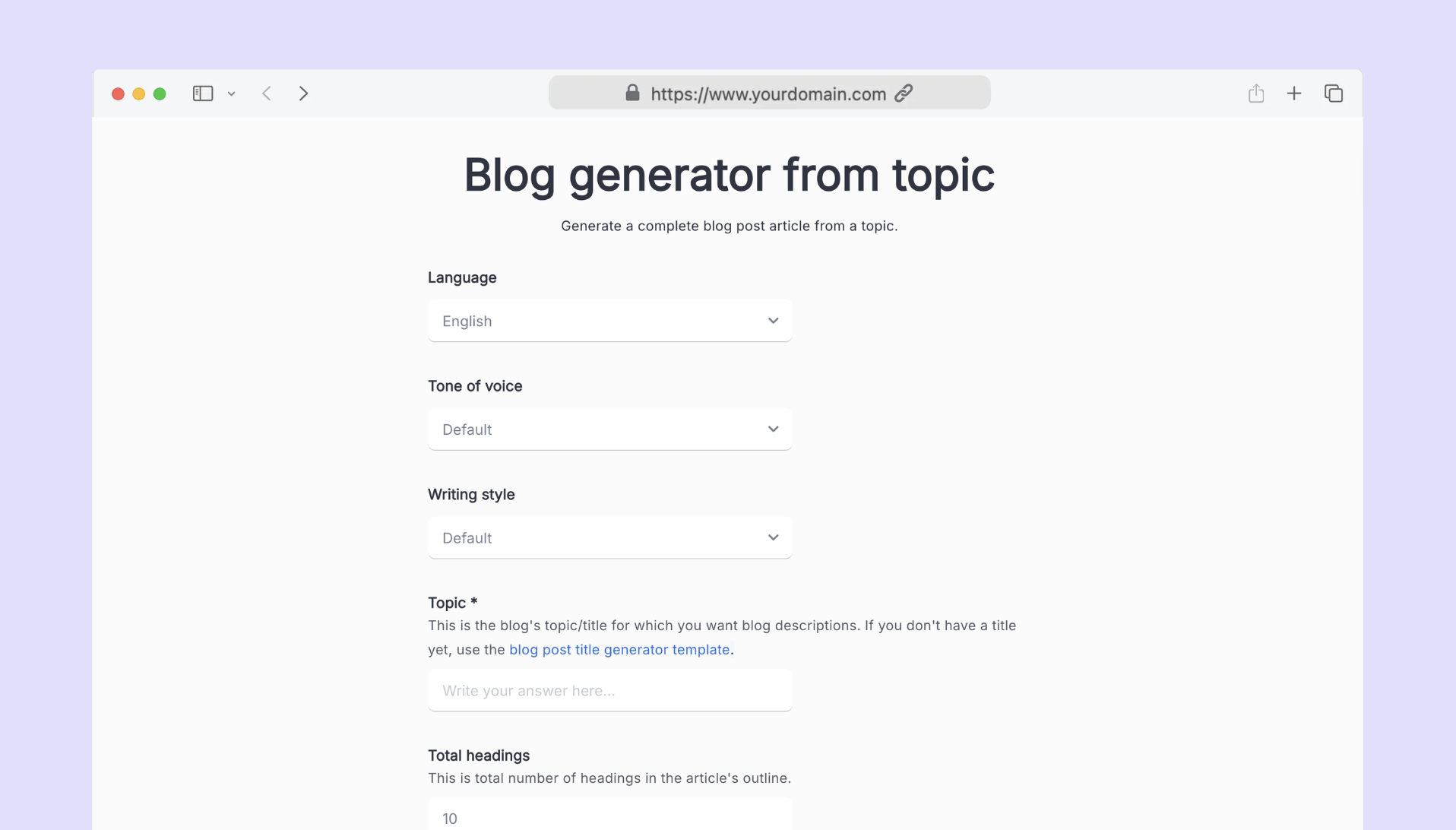 Blog generator from topic