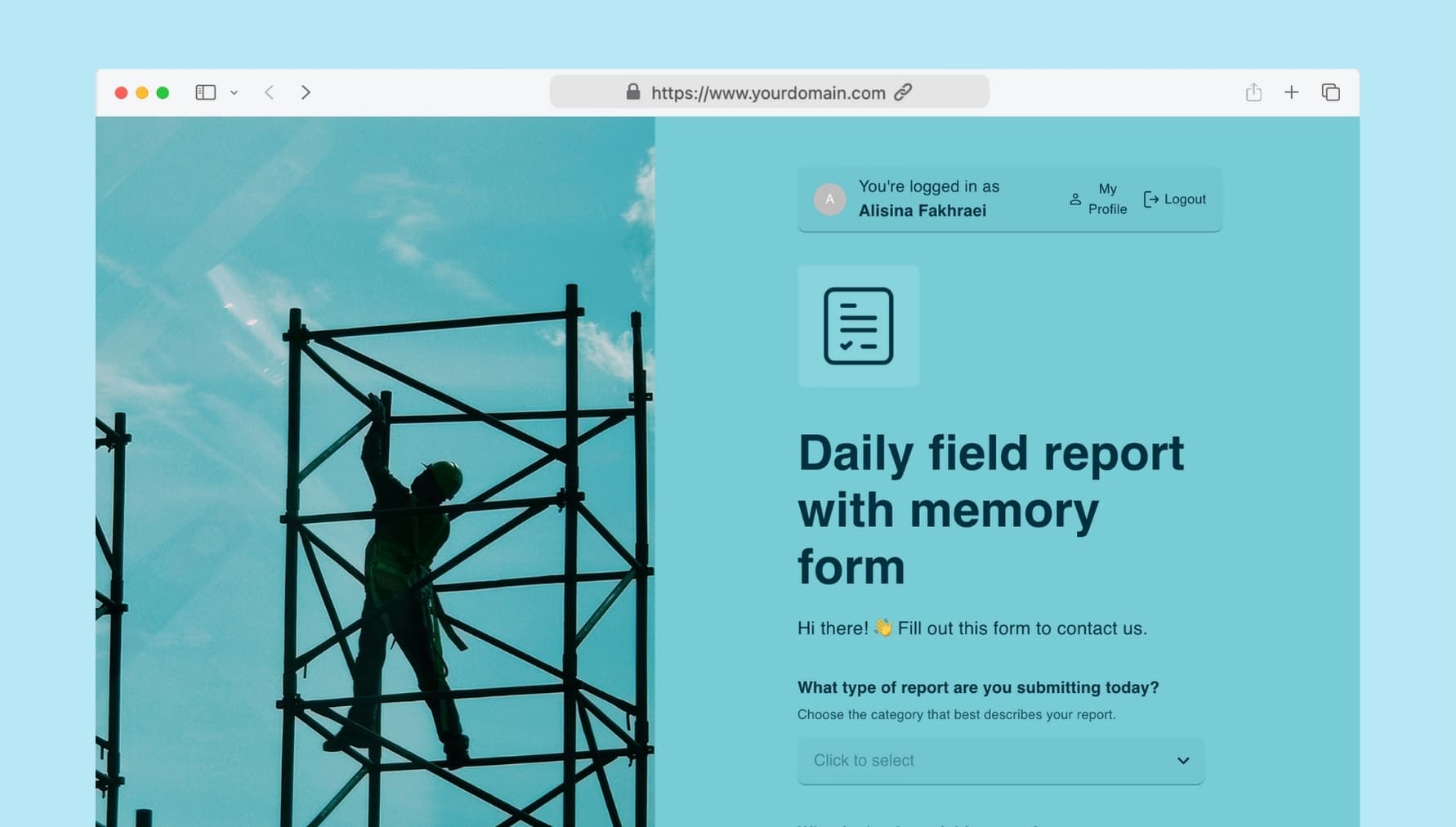 Daily field report with memory form