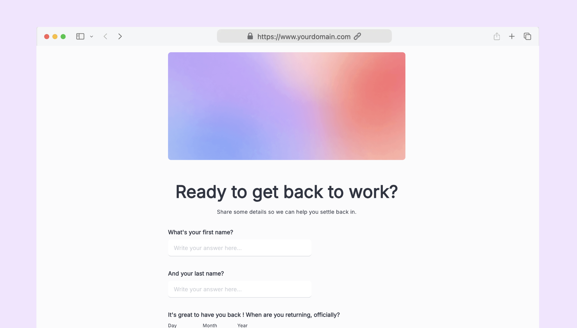 Return to work form