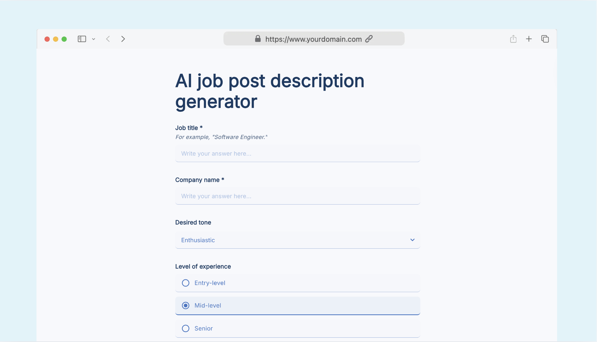 AI job post description generator