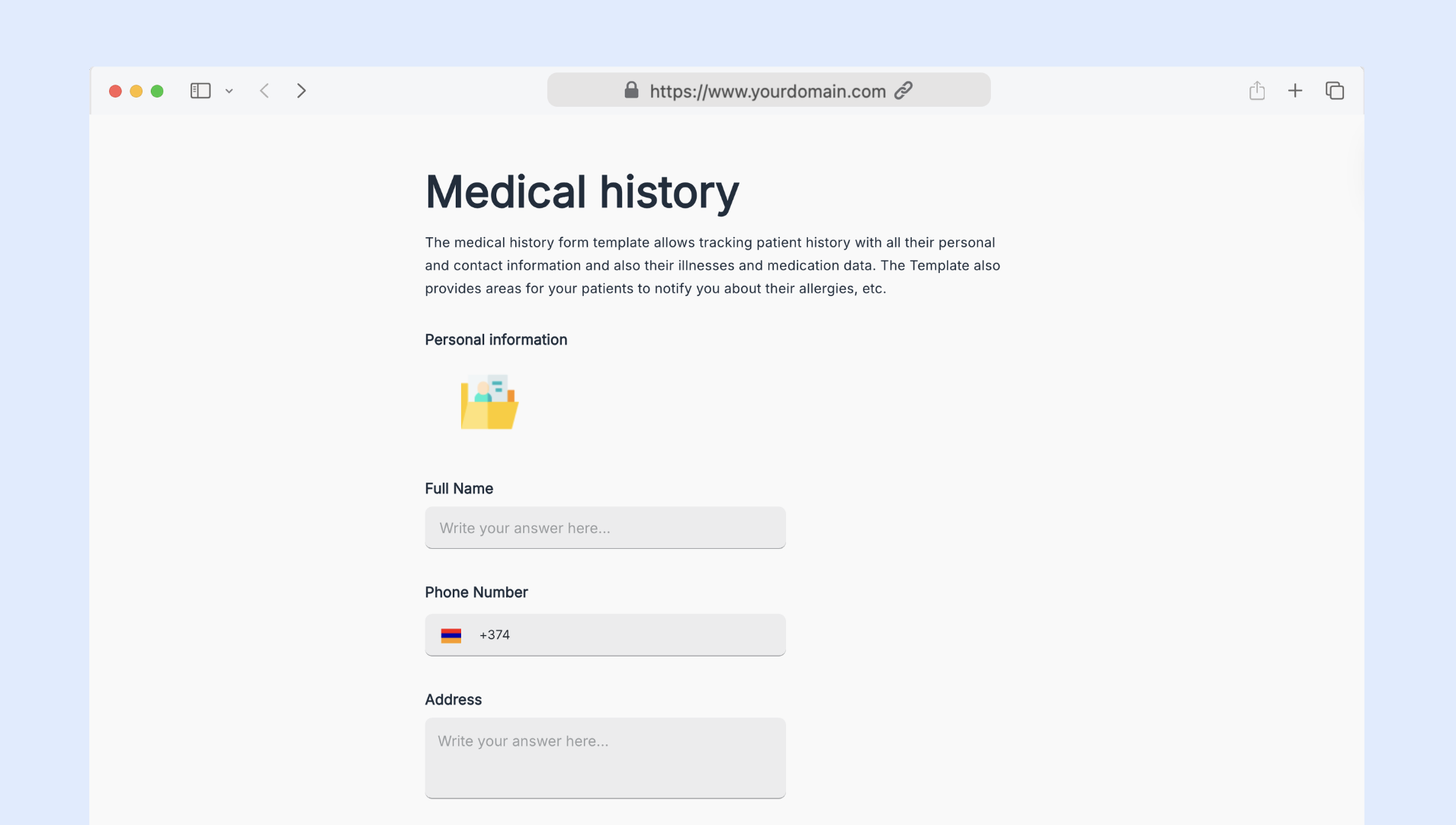 Medical history form