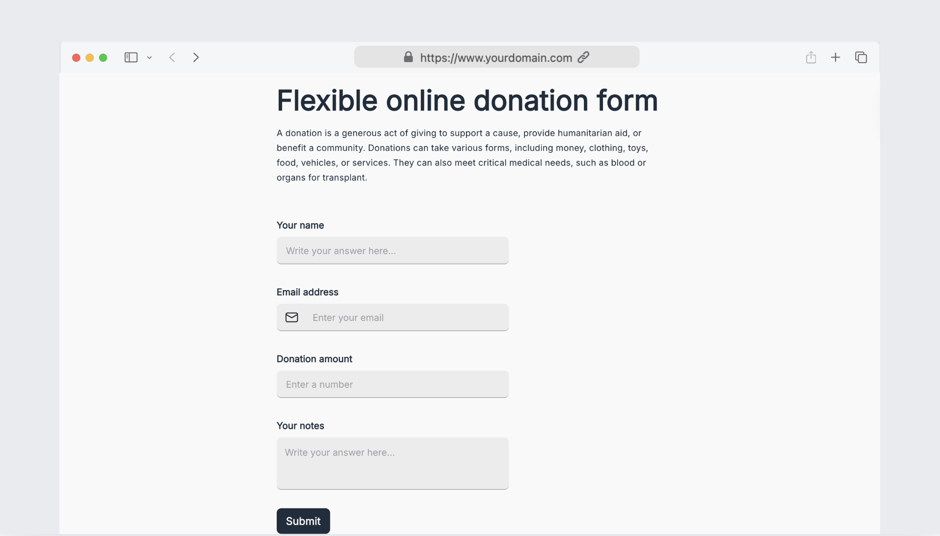 Flexible online donation form