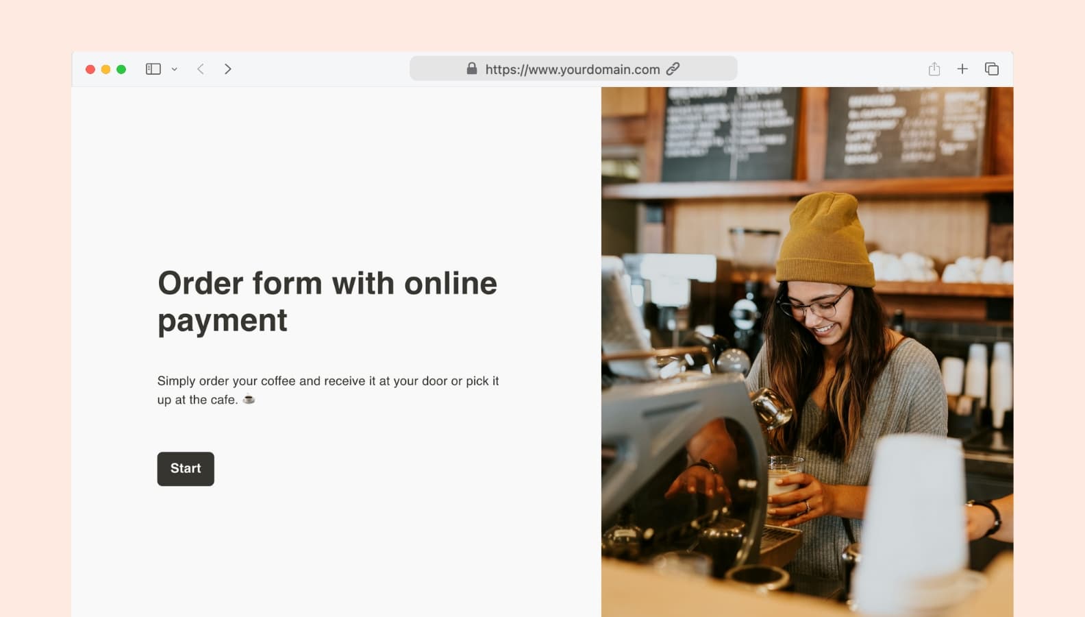 Online order form with payment