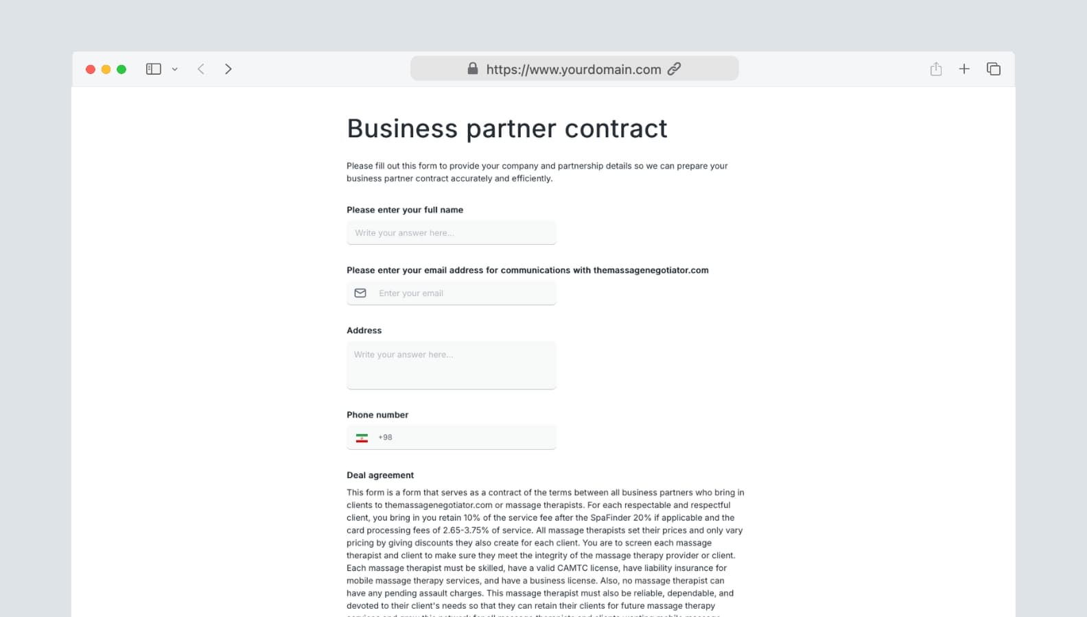 Business partner contract