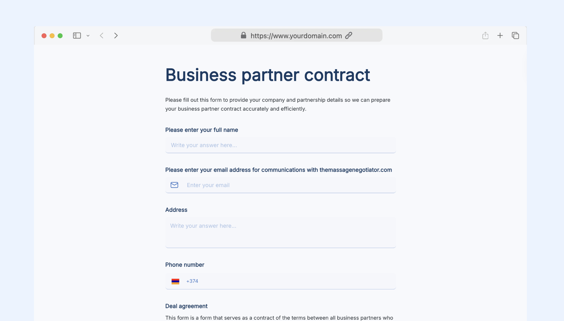 Business partner contract