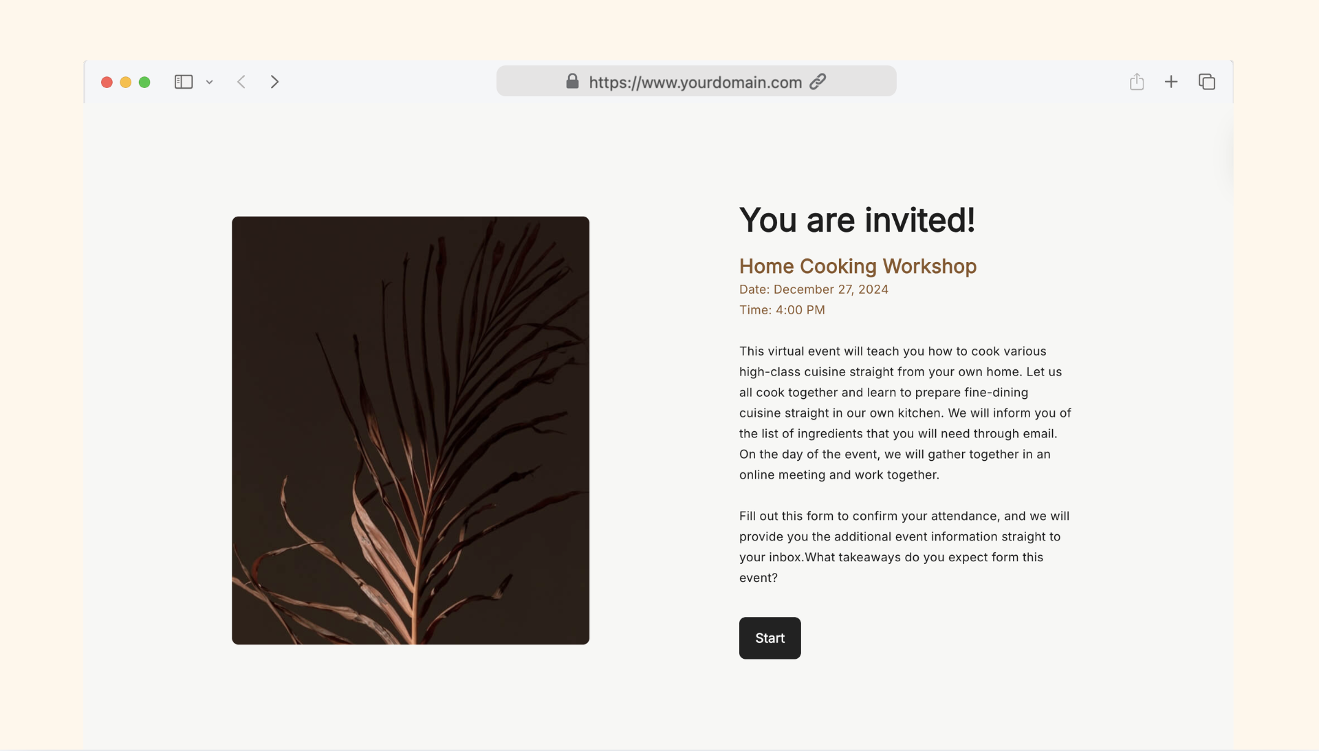 Virtual event invitation