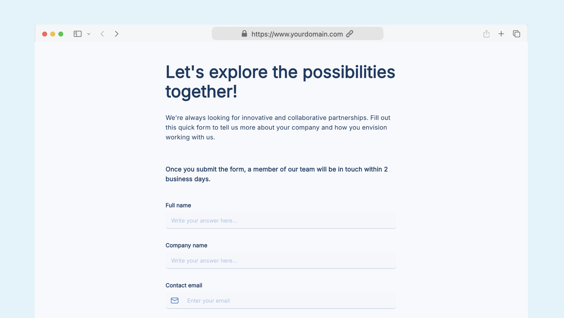 Partnership inquiry form