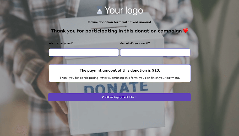 Donation form - fixed amount