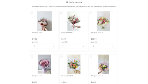 Order bouquet form with payment