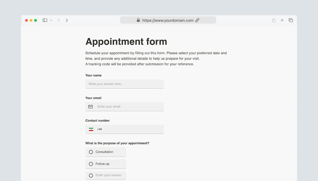 Appointment Form Source Code Appointment form template | Formaloo