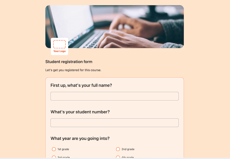 Student registration form template | Formaloo