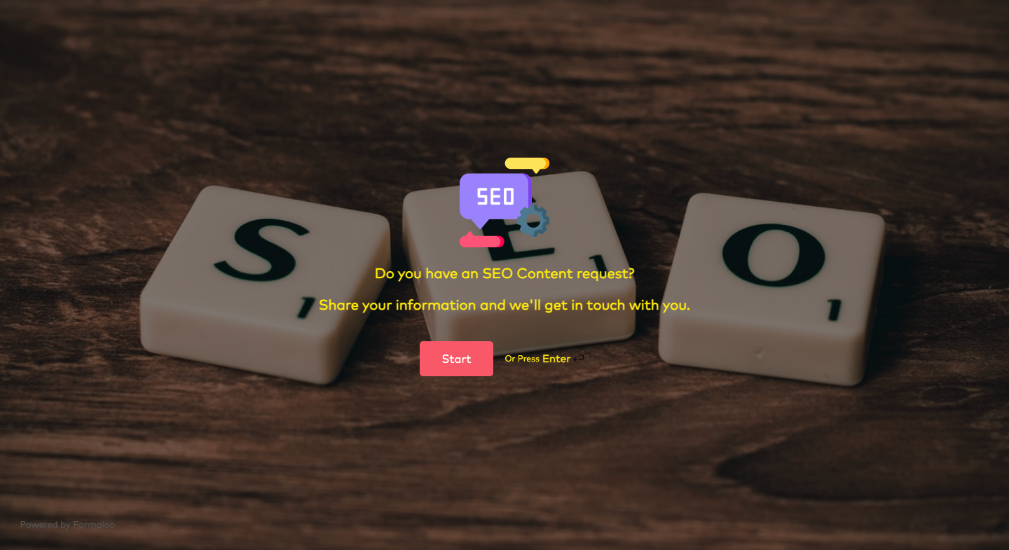 SEO content request form template | Formaloo