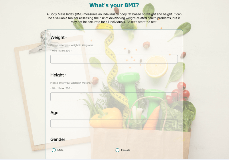 Bmi Monitoring Form.pdf BMI test template template | Formaloo