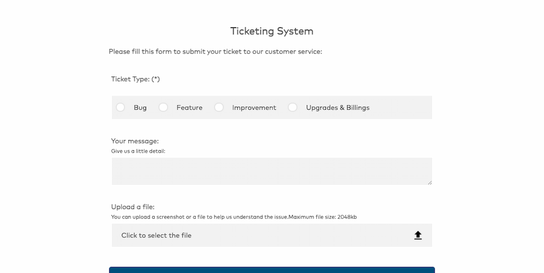 Ticketing system template Formaloo